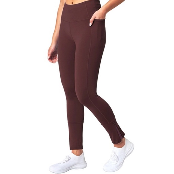 Mondetta Pants - Mondetta Performance Luxury Medium Brown Chocolate Leggings Side Pockets